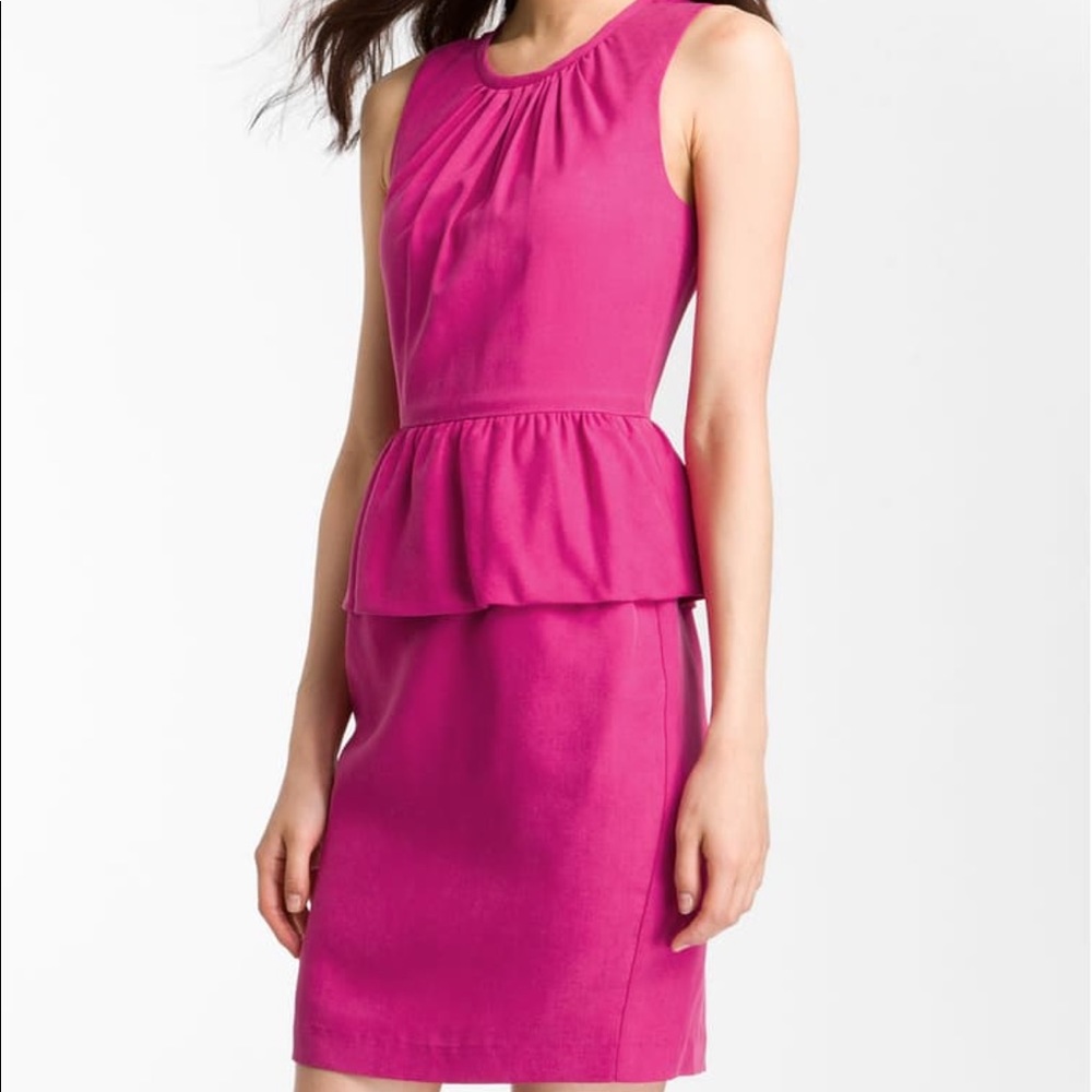 Trina Turk Peplum Kiran Dress Size 10 Fuchsia